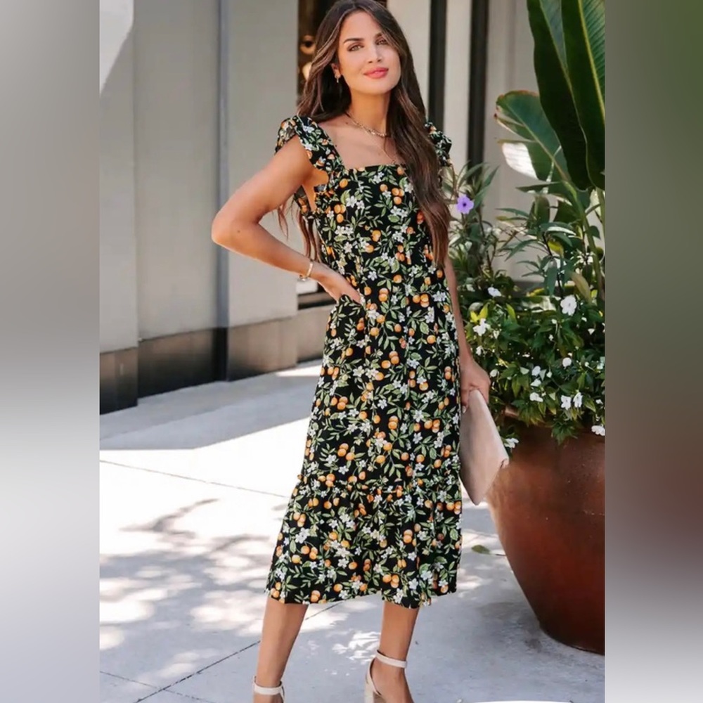 VICI Orchard Ruffle Midi Dress